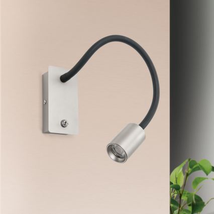 Flexible kleine LED-Wandleuchte KURT LED/5W/230V silbern