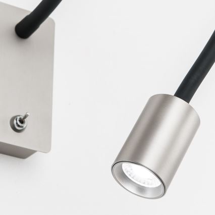 Flexible kleine LED-Wandleuchte KURT LED/5W/230V silbern