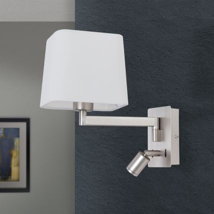 LED-Wandleuchte CARLTON 1xE27/40W/230V + LED/3W weiß/matt Chrom