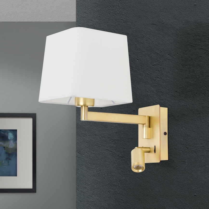 LED-Wandleuchte CARLTON 1xE27/40W/230V + LED/3W weiß/golden