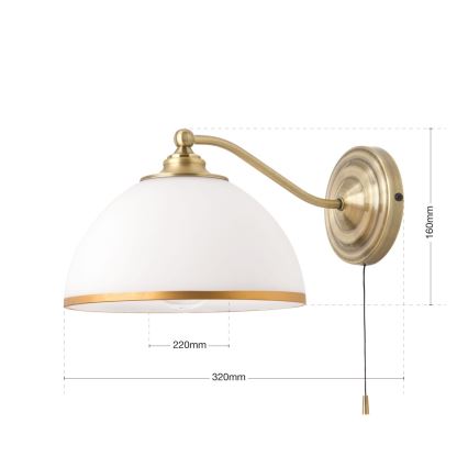 Wandleuchte OLD LAMP 1xE27/40W/230V weiß/Messing