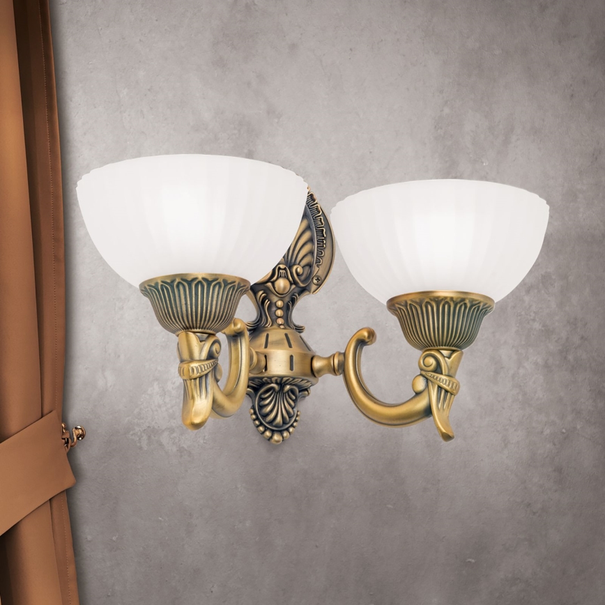 Wandleuchte ROCCA 2xE27/60W/230V bronzen/weiß