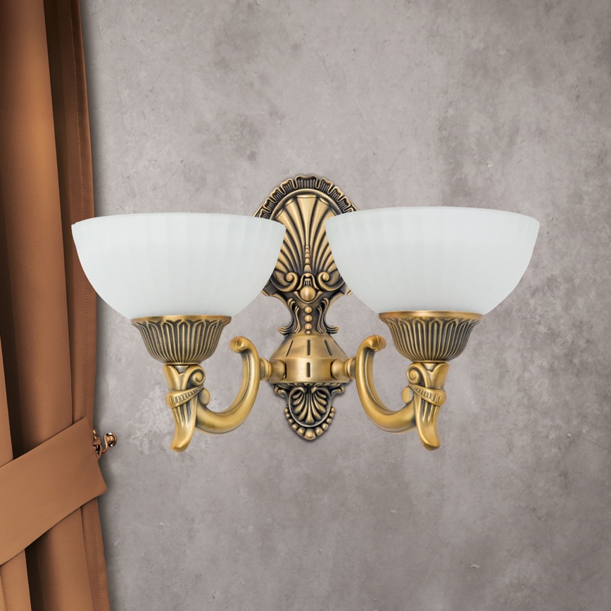 Wandleuchte ROCCA 2xE27/60W/230V bronzen/weiß