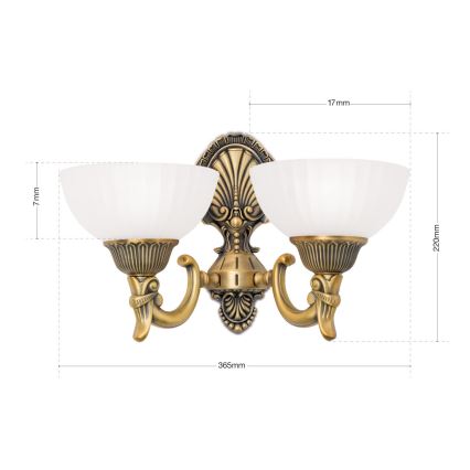 Wandleuchte ROCCA 2xE27/60W/230V bronzen/weiß