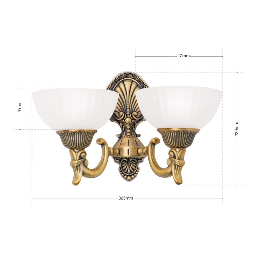 Wandleuchte ROCCA 2xE27/60W/230V bronzen/weiß