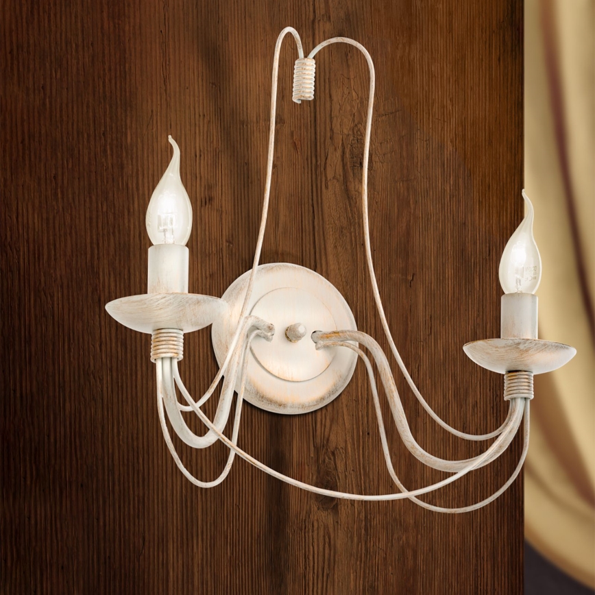 Wandleuchte VELA 2xE14/40W/230V weiß/golden/Patina