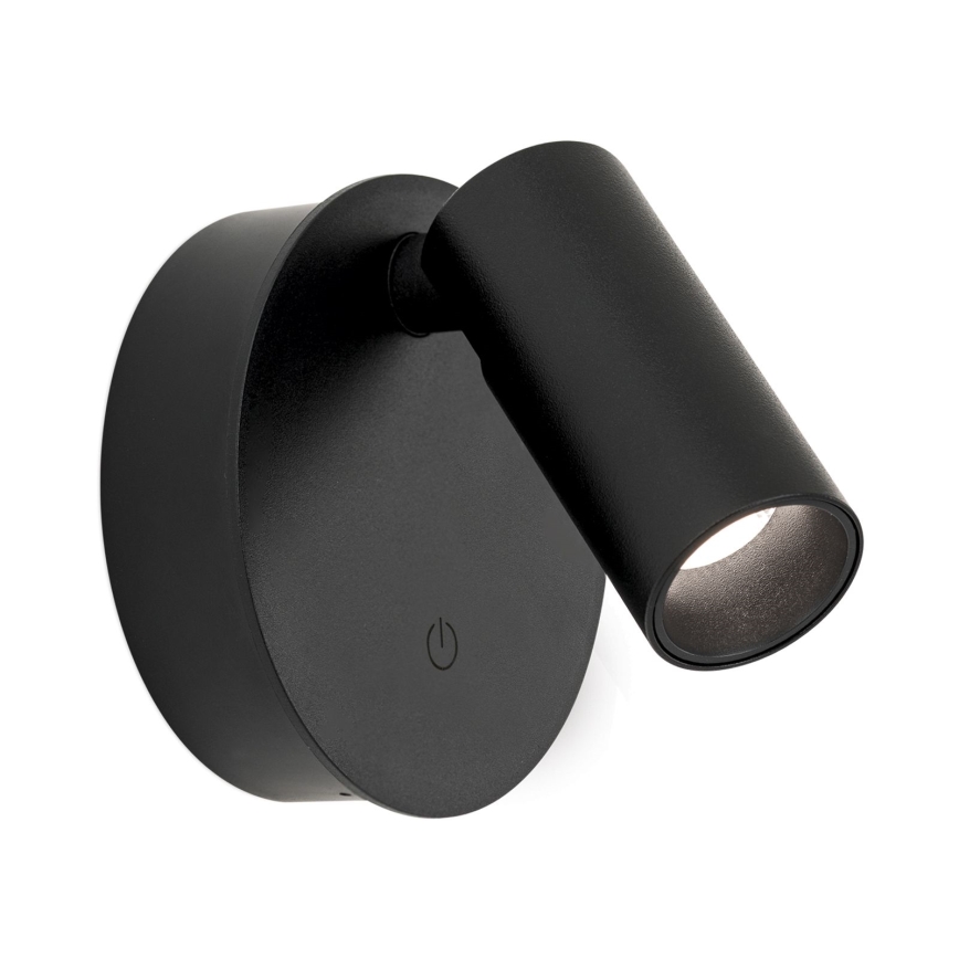 LUXY dimmbarer, wiederaufladbarer Touch-Wand-Spot LED/1W/5V, Akku 2200 mAh, 2700/3000/4000K, schwarz