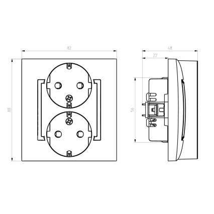 Ospel - Doppelsteckdose mit SCHUKO-Rahmen 230 V, Modell ARIA, weiß