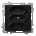 Ospel - Rahmenlose 3‑fach-Haushaltssteckdose, EURO 230 V, SONATA, schwarz