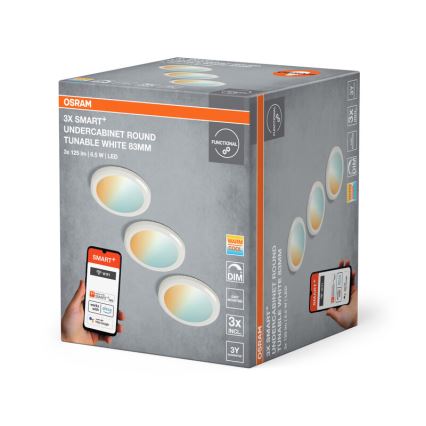 Osram - 3er-Set SMART+ LED-Unterbauleuchten, dimmbar, 6,5 W, 230 V, 3000–6500 K, Wi‑Fi