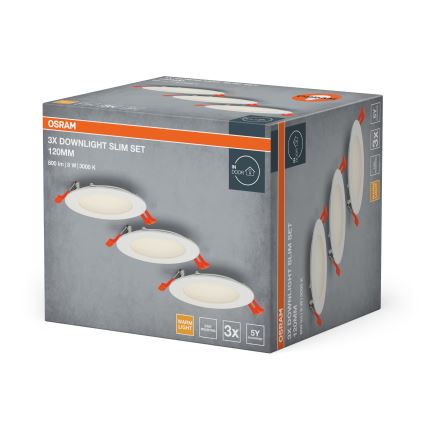 Osram - SET 3x LED-Einbaustrahler SPOT LED/8W/230V 3000K pr. 12 cm weiß