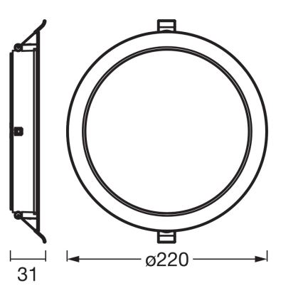 Osram - 6er-Set LED-Einbauleuchten ESSENTIAL LED, 18 W / 230 V, 6500 K, Ø 22 cm, weiß