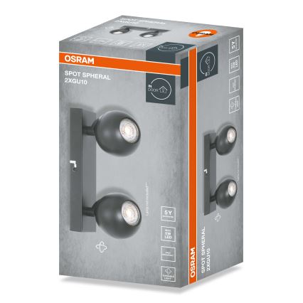 Osram - Deckenspot SPOT SPHERAL 2xGU10/6W/230V schwarz