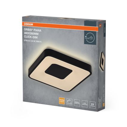 Osram - dimmbare LED-Deckenleuchte ORBIS PIANA LED/24W/230V 38x38 cm schwarz