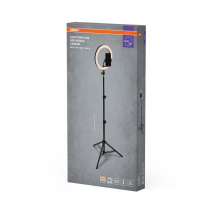Osram - Dimmbare LED-Lampe mit Ständer und Halterung zum Vloggen, LED / 6 W / USB / 210 mAh
