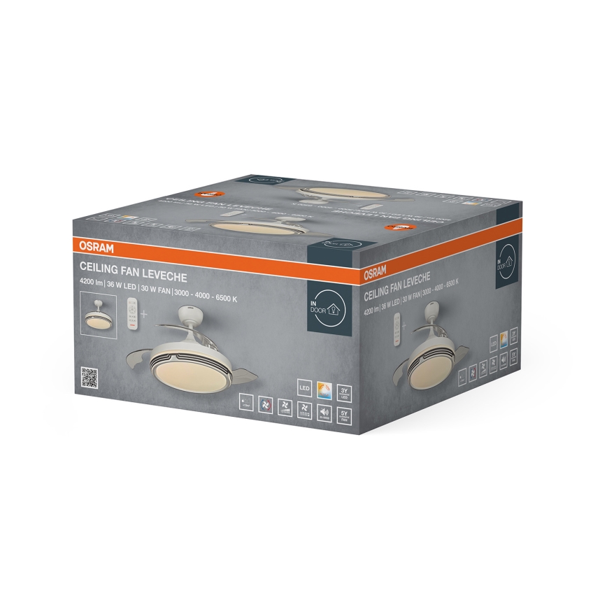 Osram - Dimmbare LED-Deckenleuchte mit Ventilator LEVECHE LED/36W/230V 3000/4000/6500K + Fernbedienung