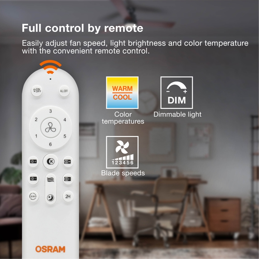 Osram - SOLANO LED dimmbare Deckenleuchte mit Ventilator LED/26W/230V 3000/4000/6500K + Fernbedienung