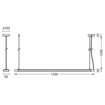 Osram - LED-dimmbare Pendelleuchte mit Seilabhängung OFFICE LINE LED/40W/230V 4000K 120 cm weiß