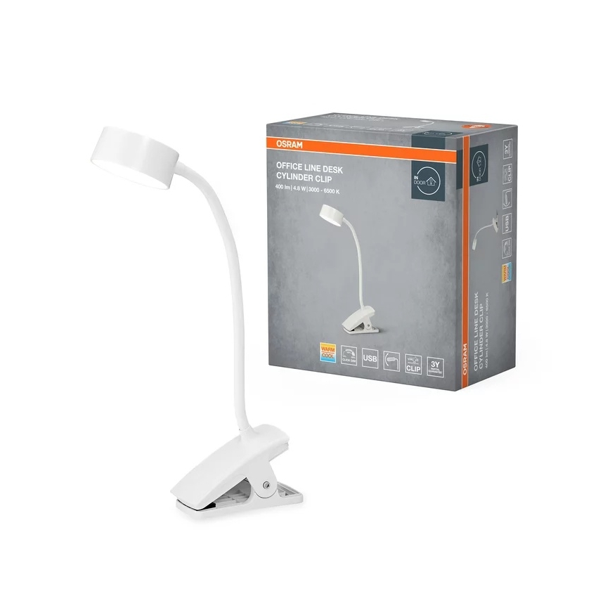 Osram - LED-dimmbare Tischlampe mit Klemme OFFICE LINE LED/4,8W/230V 3000/4000/6500K weiß