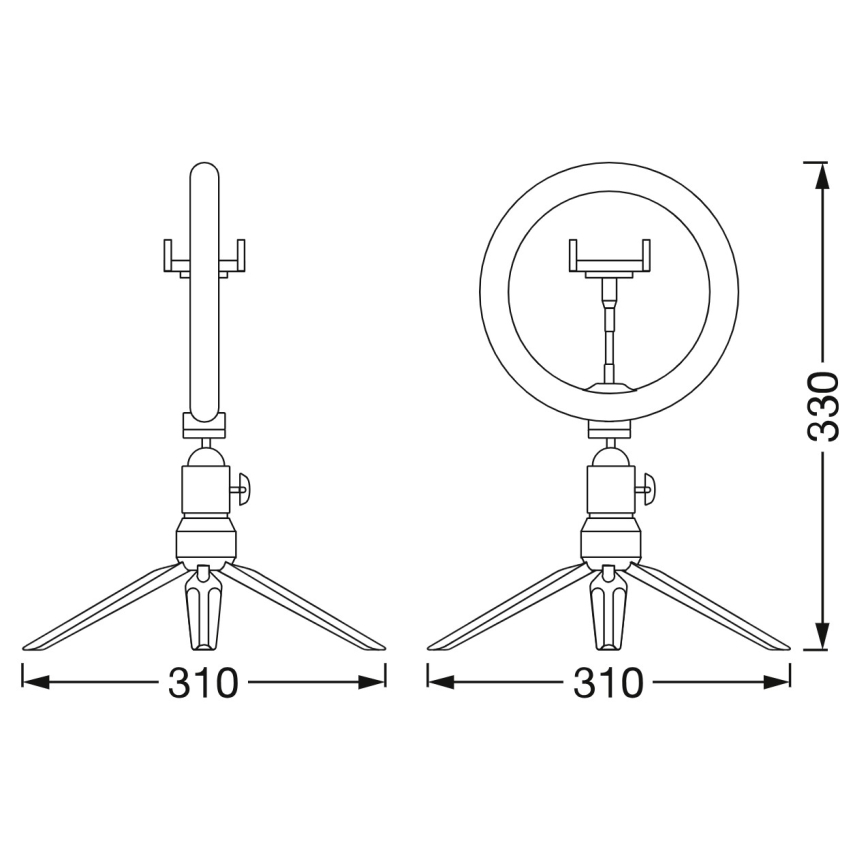 Osram - Dimmbare LED-Tischlampe mit Ständer und Halterung zum Vloggen LED/5,5W/USB 3000-6500K 210 mAh