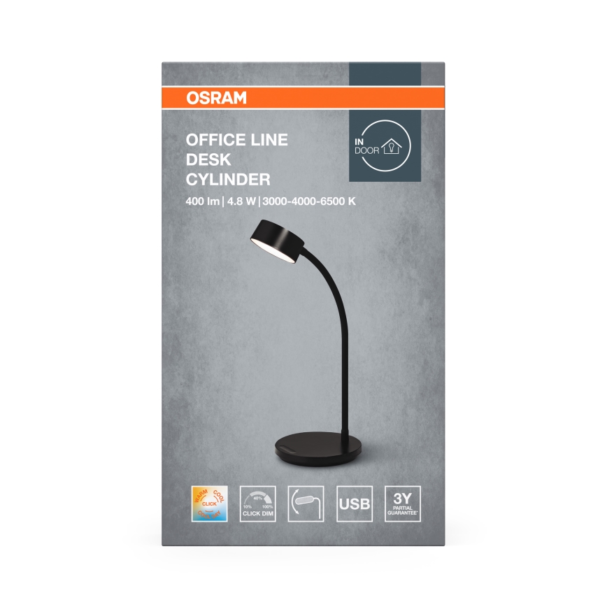 Osram - LED-dimmbare Schreibtischlampe OFFICE LINE LED/4,8W/230V 3000/4000/6500K schwarz