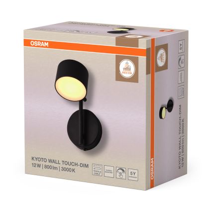 Osram - dimmbare LED-Wandleuchte mit Touch-Bedienung DECOR KYOTO LED/12W/230V CRI 90 schwarz