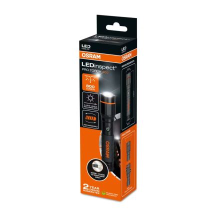Osram - dimmbare, wiederaufladbare LED-Taschenlampe LEDINSPECT PRO TORCH 800 LED/8W/3,7V 2200 mAh IP44