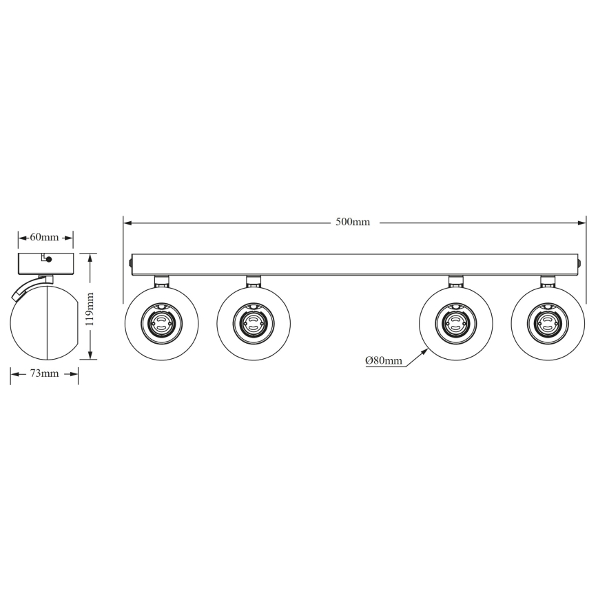 Osram - Einbaustrahler SPOT SPHERAL 4xGU10/6W/230V schwarz