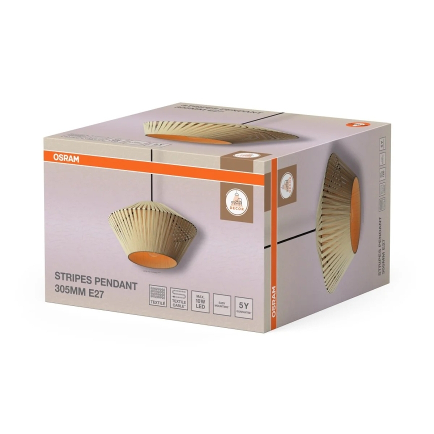 Osram - Hängeleuchte mit Drahtseilaufhängung DECOR STRIPES 1xE27/10W/230V Ø 30,5 cm beige