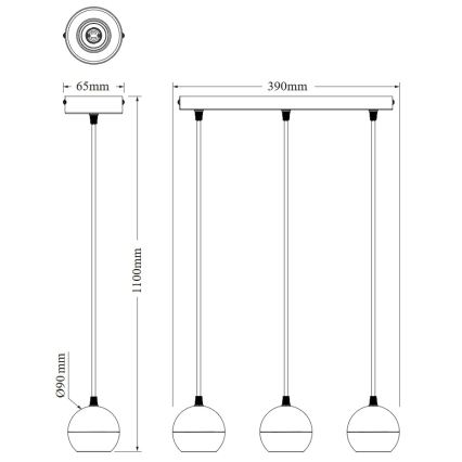 Osram - Hängeleuchte mit Kabel SPOT SPHERAL 3xGU10/6W/230V Weiß