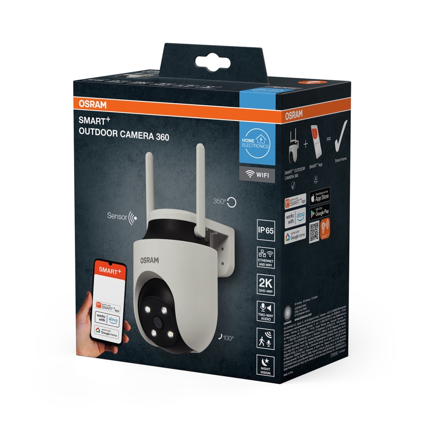 Osram - Intelligente Außenkamera 360° mit Sensor 2K SMART+ 230V IP65 Wi-Fi