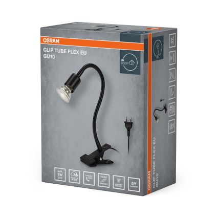Osram - Lampe mit Clip CLIP TUBE FLEX 1xGU10/5W/230V schwarz