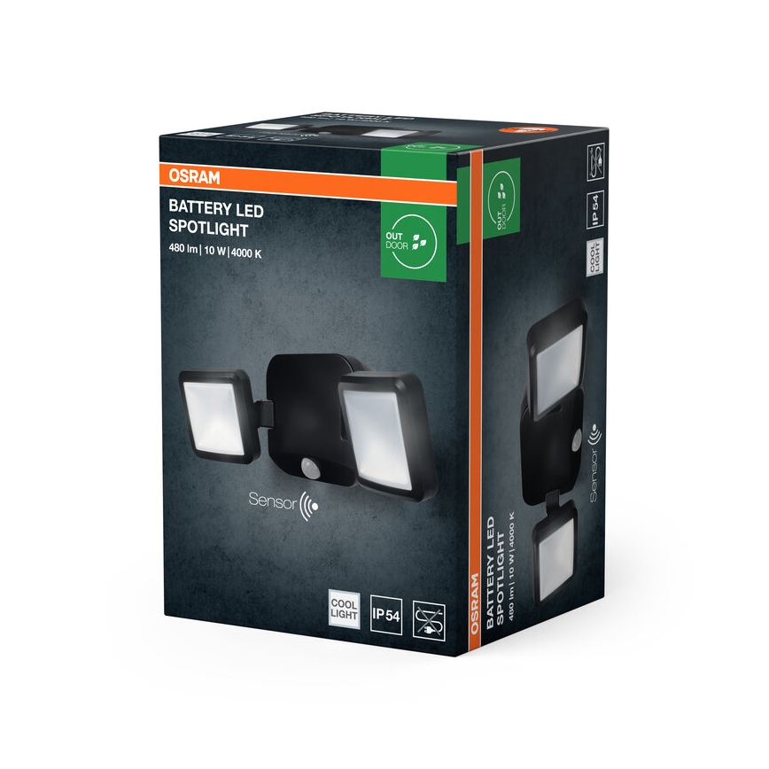 Osram - LED-Außenwandleuchte mit integriertem Sensor BATTERY 2xLED/5W/4xD IP54
