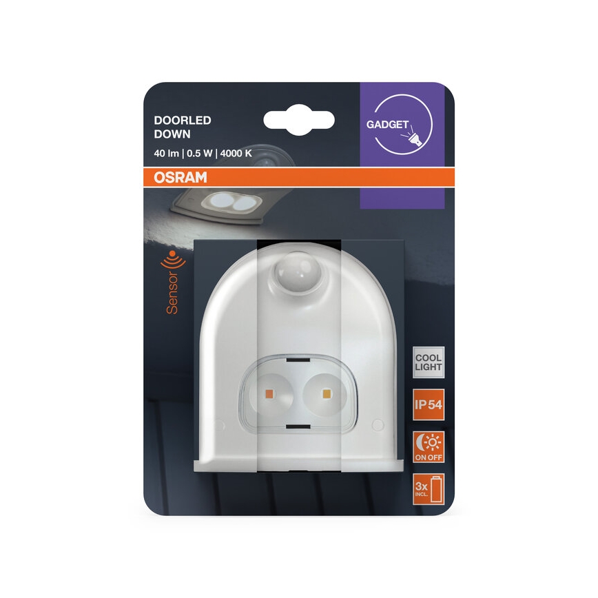 Osram - LED-Außenwandleuchte mit Sensor DOORLED LED/0,5W/3xAA IP54 weiß
