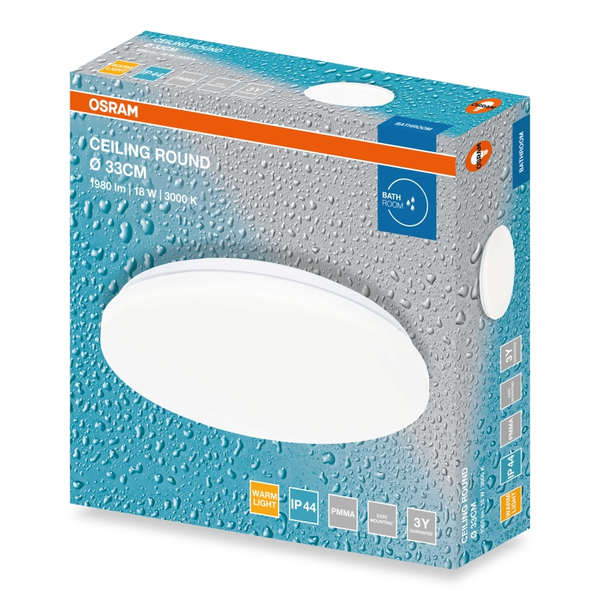 Osram – LED-Badezimmer-Deckenleuchte CEILING ROUND LED/18W/230V 3000K Ø 33 cm IP44 weiß