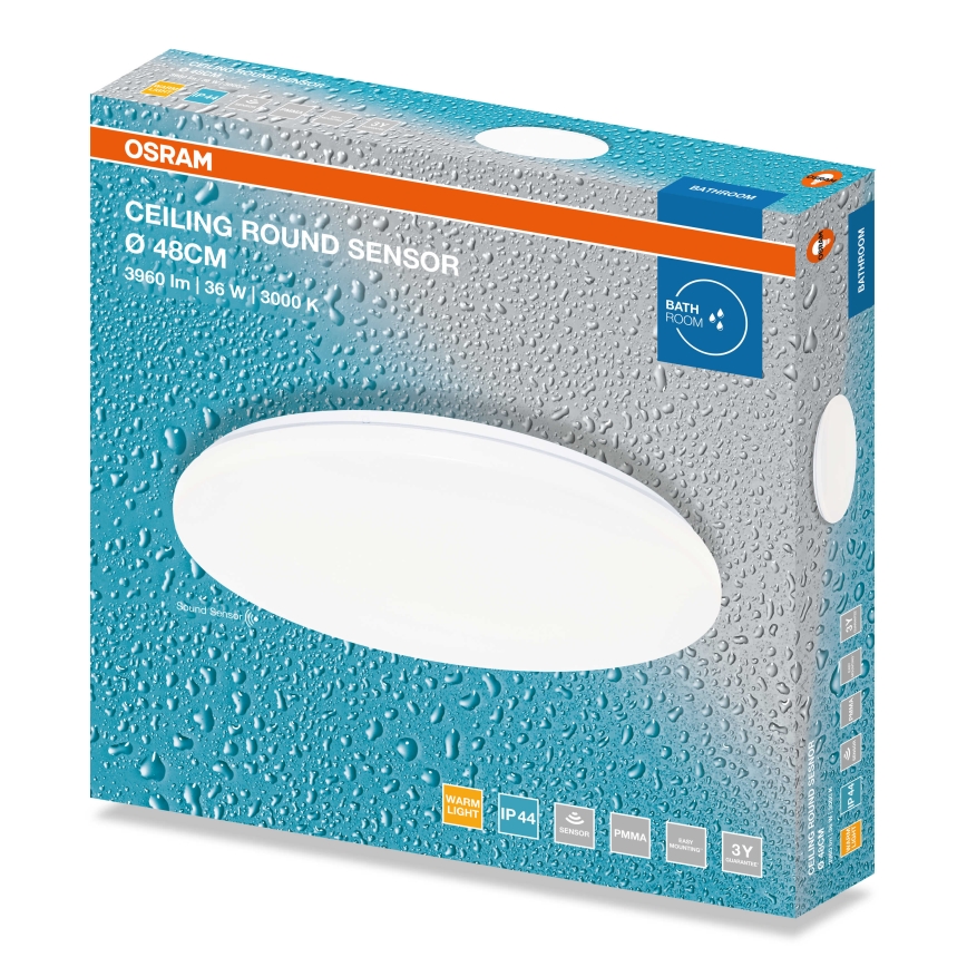 Osram - LED-Deckenleuchte für Badezimmer mit Dämmerungssensor CEILING ROUND LED/36W/230V 3000K Ø 48 cm IP44 weiß