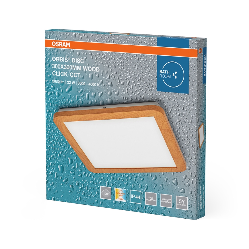 Osram - LED Badezimmer-Deckenleuchte ORBIS DISC LED/22W/230V 3000/4000K 30x30 cm IP44 braun
