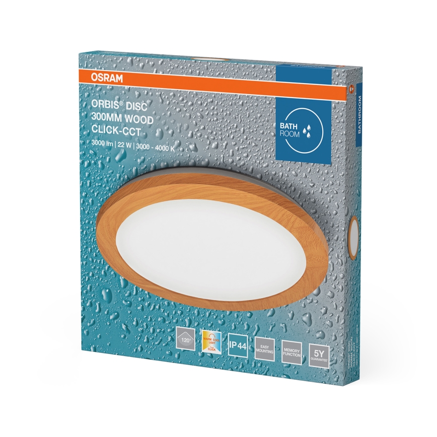 Osram - LED-Badezimmer-Deckenleuchte ORBIS DISC LED/22W/230V 3000/4000K Ø 30 cm IP44 braun