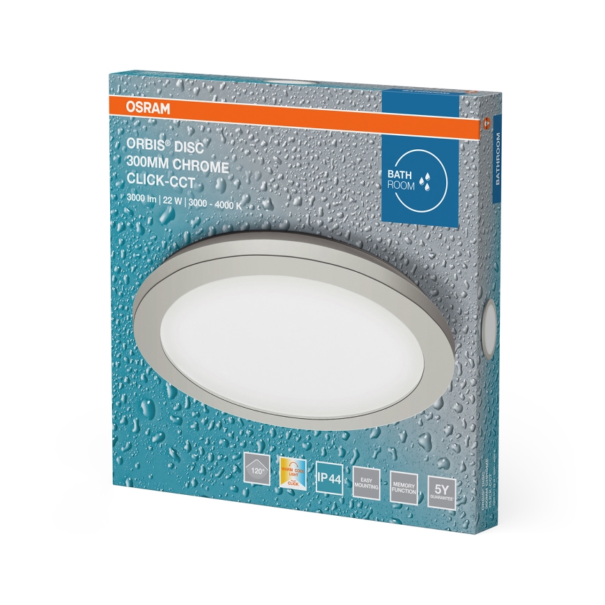 Osram - LED-Badezimmer-Deckenleuchte ORBIS DISC LED/22W/230V 3000/4000K Ø 30 cm IP44 mattchrom