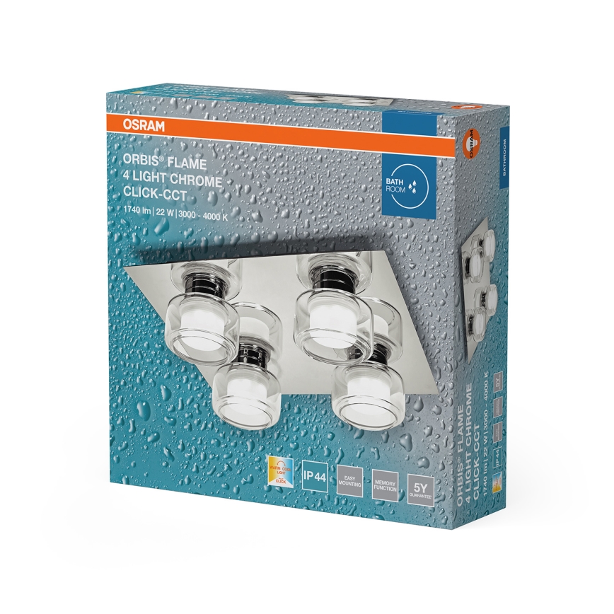 Osram - LED-Deckenleuchte für Badezimmer ORBIS FLAME 4xLED/5,5W/230V 3000/4000K IP44 glänzender Chrom