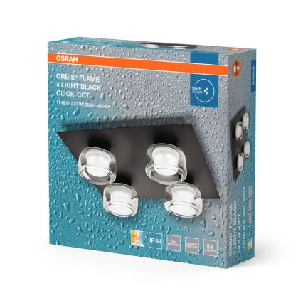 Osram - LED-Badezimmer-Deckenleuchte ORBIS FLAME 4xLED/5,5W/230V 3000/4000K IP44 schwarz