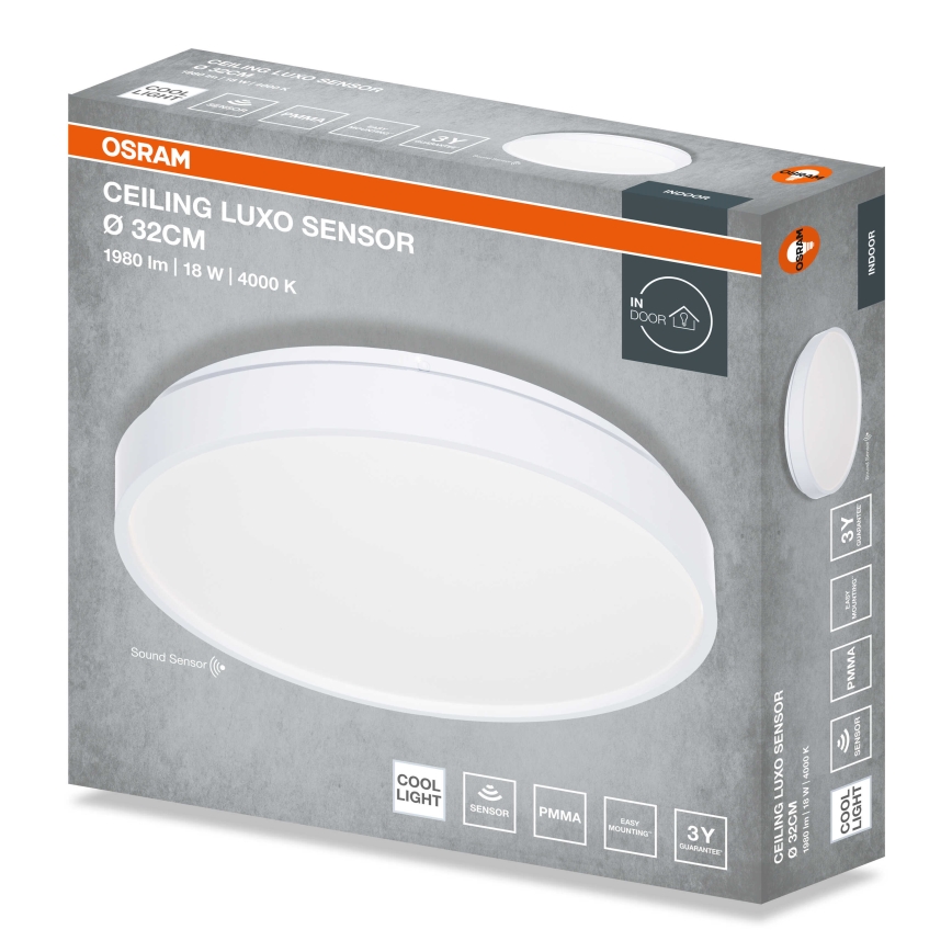 Osram - LED-Deckenleuchte mit Dämmerungssensor CEILING LUXO LED/18W/230V Ø 32 cm weiß