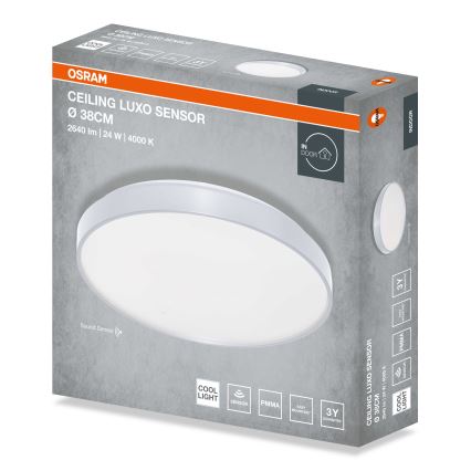 Osram - LED-Deckenleuchte mit Dämmerungssensor CEILING LUXO LED/24W/230V Ø 38 cm silber