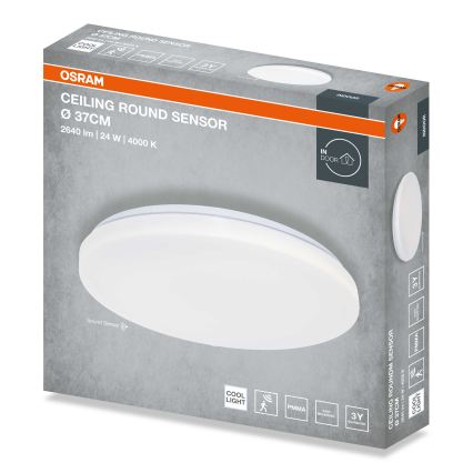 Osram - LED-Deckenleuchte mit Dämmerungssensor CEILING ROUND LED/24W/230V 4000K Ø 37 cm weiß