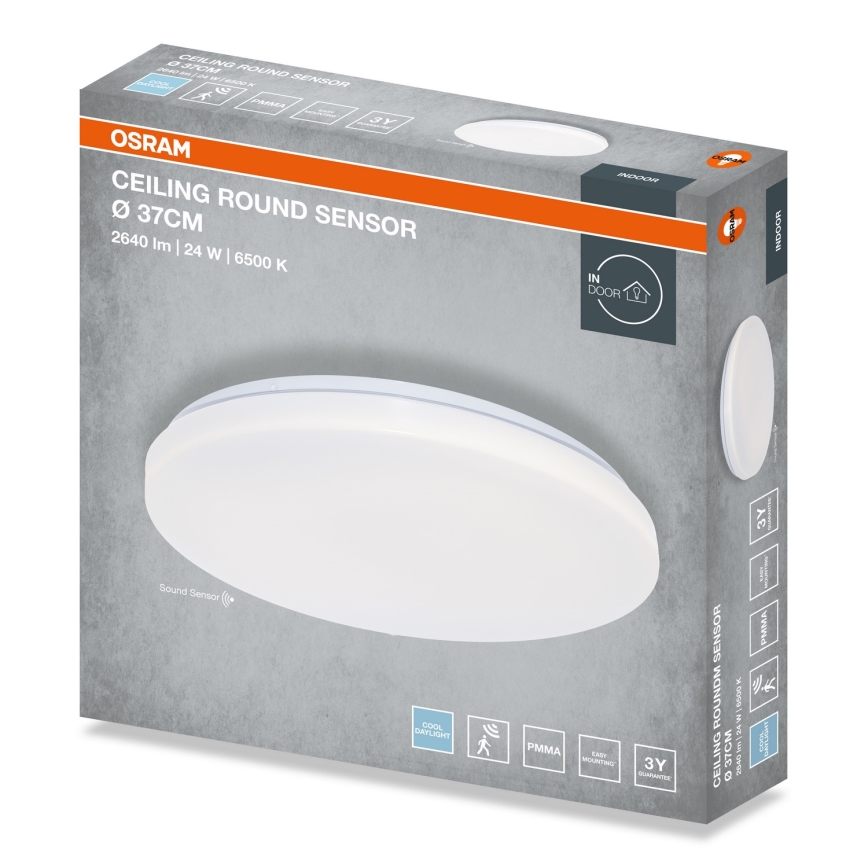 Osram - LED-Deckenleuchte für Badezimmer mit Dämmerungssensor CEILING ROUND LED/24W/230V 6500K Ø 37 cm weiß