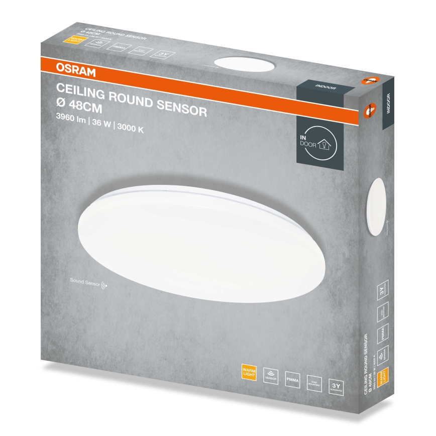 Osram - LED-Deckenleuchte mit Dämmerungssensor CEILING ROUND LED/36W/230V 3000K Ø 48 cm weiß