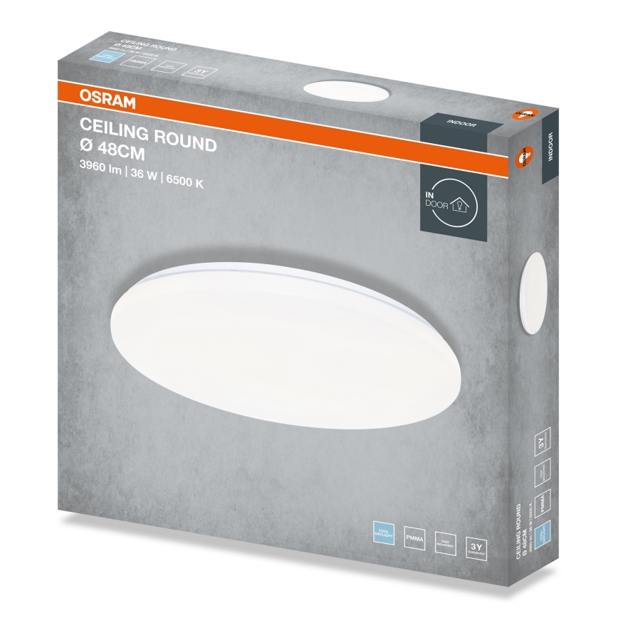 Osram - LED-Deckenleuchte CEILING ROUND LED/36W/230V 6500K, Durchmesser 48 cm, weiß
