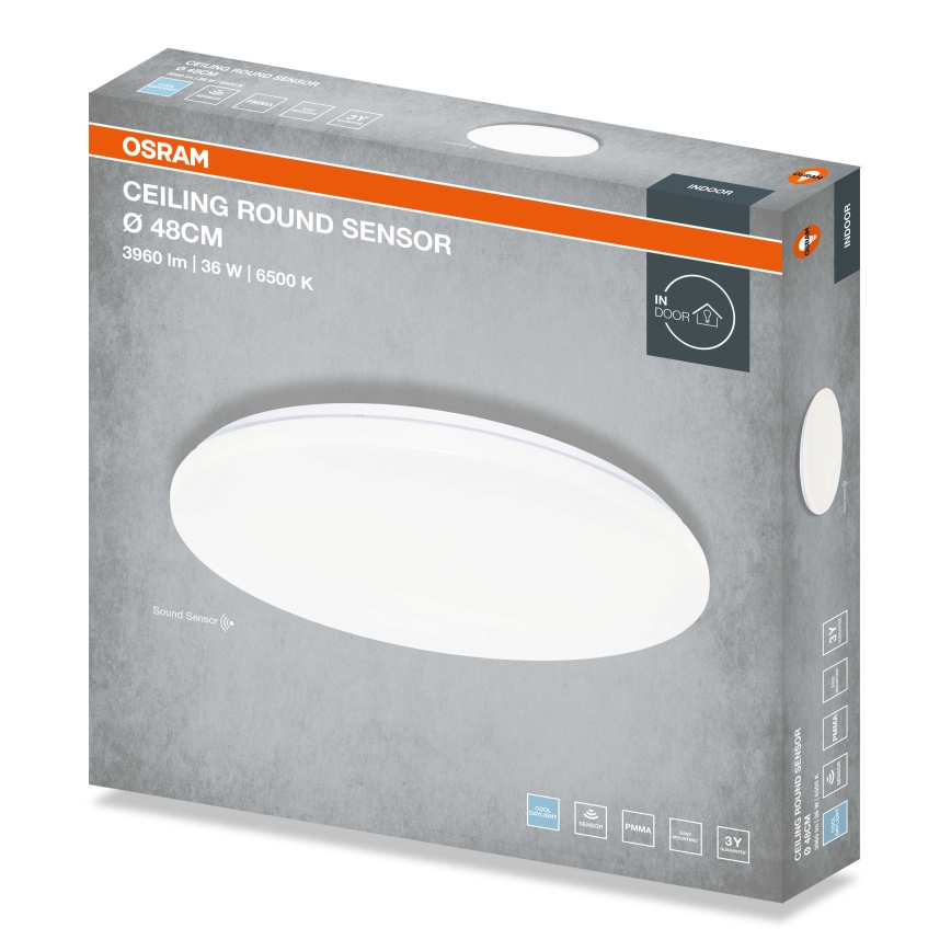 Osram - LED-Deckenleuchte mit Dämmerungssensor CEILING ROUND LED/36W/230V 6500K Ø 48 cm weiß