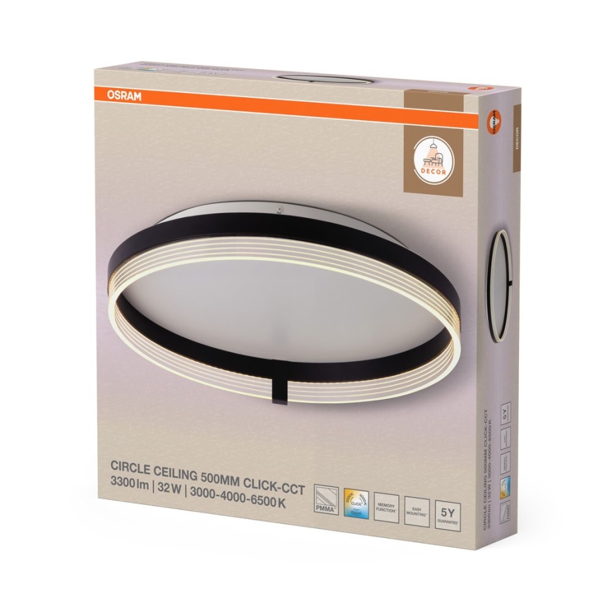 Osram - LED-Deckenleuchte DECOR CIRCLE LED/32W/230V 3000/4000/6500K Ø 50 cm schwarz/weiß