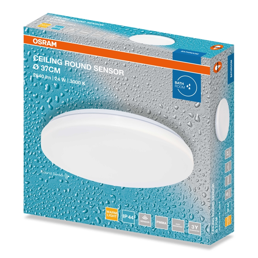 Osram - LED-Deckenleuchte für Badezimmer mit Dämmerungssensor CEILING ROUND LED/24W/230V 3000K Ø 37 cm IP44 weiß